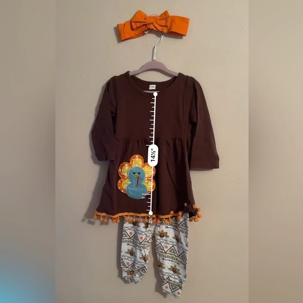 Turkey themed Thanksgiving outfit. Worn once. Like new. Holiday ready!